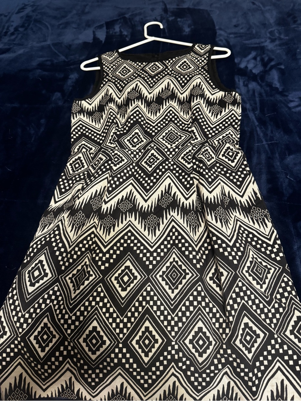 J. Crew Black and White Geometric Midi Dress